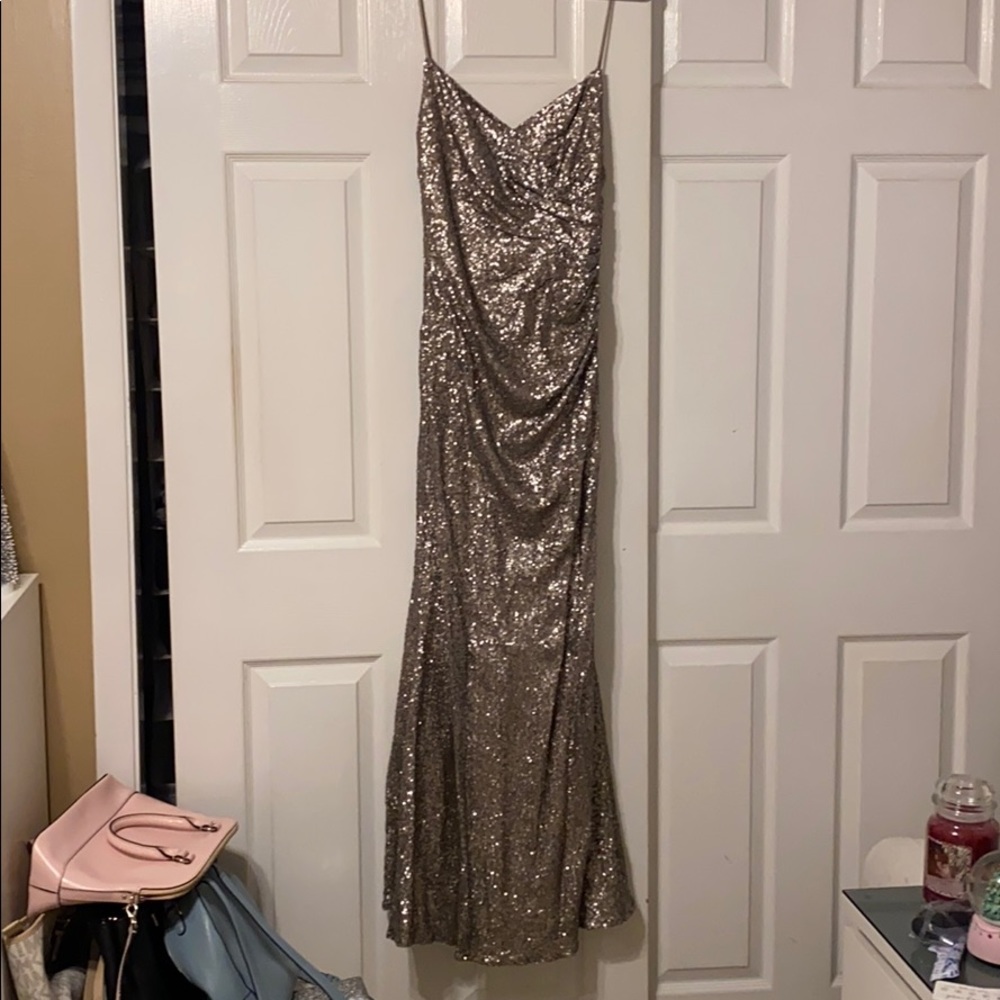 Strapless sequin dress